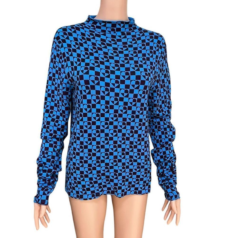 URBAN OUTFITTERS Ellie Printed Pullover Sweater sz L Blue Geometric